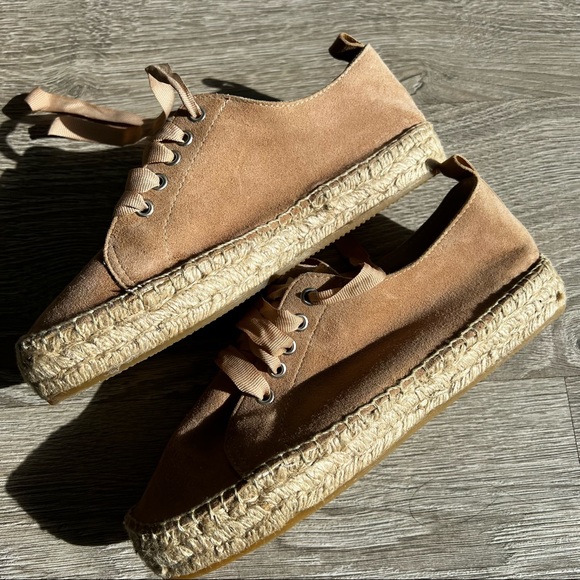 NWOB Little Burgundy Suede Espadrille - Salmon Pink - Picture 5 of 9